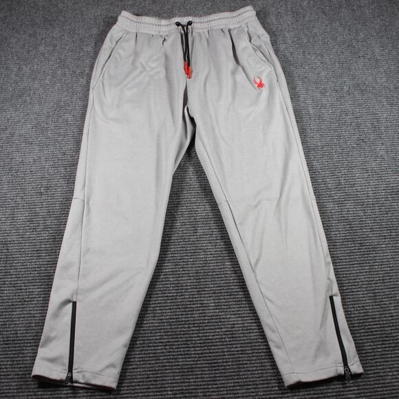Spyder Active Joggers Mens L Gray Fleece Lined Zip Hem Sweatpants - Picture 2 of 11